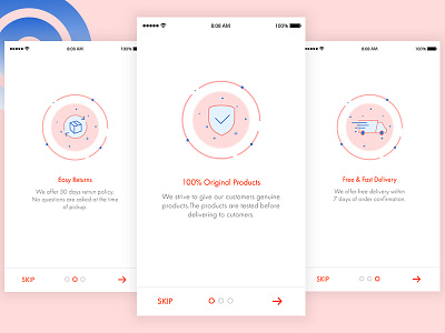 Onboarding screens for concept app