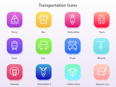 Transportation Icons commute design icon icon artwork icons icons pack illustrator parking app transportation vector vehicle vehicle icons