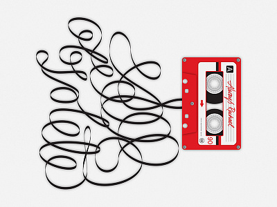 Obsolete (on its side) cassette illustration lettering type typography vector