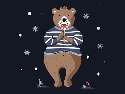 Bear bear christmas design flat illustration lollypop new year snowflake vector winter