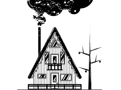 Wisp architecture black and white building chimney home house scandi smoke tree vector windows wisp wooden