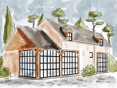 House home house illustration perspective procreate tree watercolor