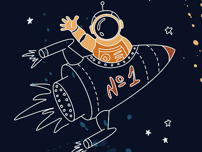 Astronaut astronaut character cosmo flat illustration retro rocket space vector