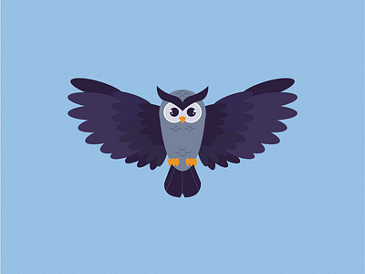 Otus the owl bird blue design digital pet illustrator cc owl purple vector