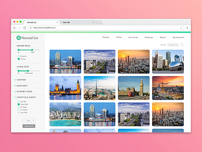 Nomad List Redesign nomad list redesign travel web design