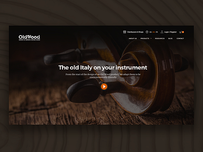 Oldwood Website brown desktop elegant homepage instruments music web design website wood