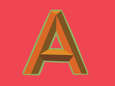 The Letter A 3d color lettering pink shading