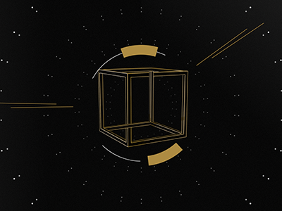 PBC Styleframe 3d animation black c4d cube gold