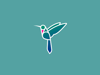 Flight bird flight flying geometric gradient hummingbird icon logo mark turquoise