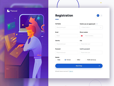 Registration page cat form login registration signin spaceship ui universe ux