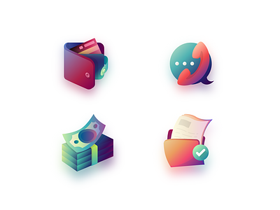 Gradient logos business call cash chat document folder icon iconset legal money payment purse quotation ui pack ux wallet