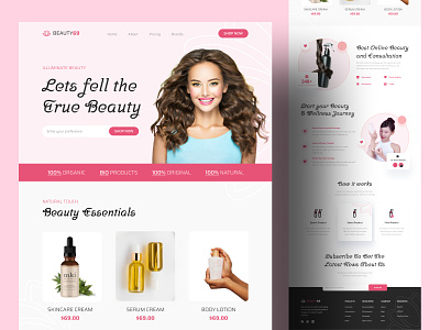 Beauty product landing page design design figma design figma template landing page modern web product design psd template ui ux web ui website design wireframe desin