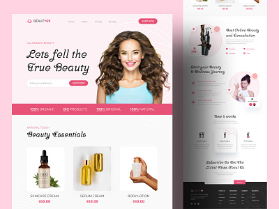 Beauty product landing page design