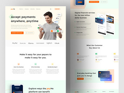 Fintech landing page design