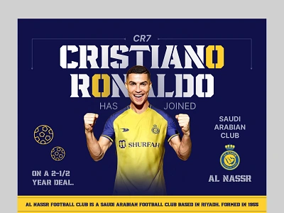 Cristiano Ronaldo has joined Saudi Arabian club Al Nassr al nassr branding club football cr7 cristiano ronaldo figma design figma template football design graphic design landing page modern web player transfer sports website ui uiux design web ui website design