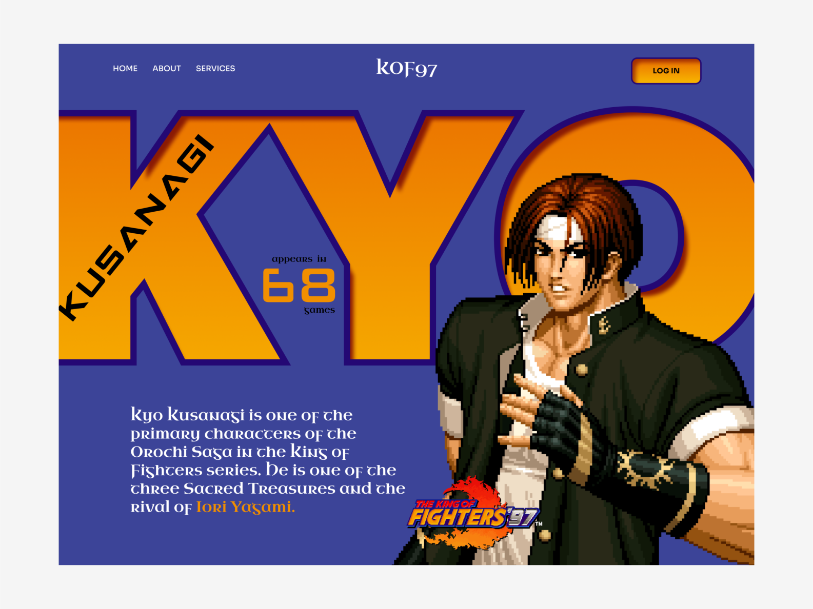 King of fighter 97, kyo kusanagi Website design concept. by Shimul