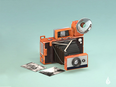 3D - Vintage Polaroid camera