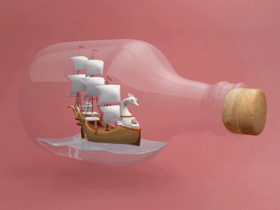 Ship in a bottle: 3D
