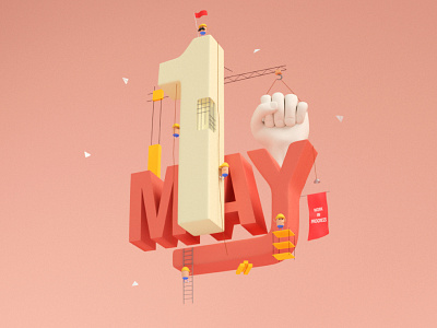 Happy May Day 3d creative day design labor may work