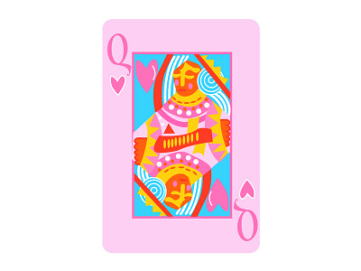 Q - Card ai color illustration play queen