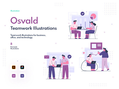 Osvald Teamwork Illustrations design flat illustration team teamwork ui ux vector work