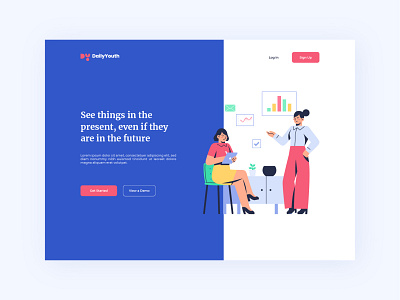 Landing Page 3 Using Hedvig Office Illustrations app design flat illustration landing page layout office ui user interface ux vector website work