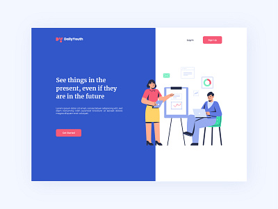 Landing Page 5 Using Hedvig Office Illustrations app design flat illustration landing page office ui ux vector website work