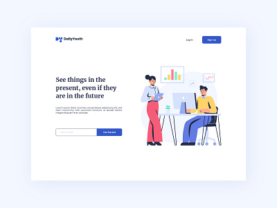 Landing Page 7 Using Hedvig Office Illustrations app design flat illustration landing page office ui ux website work