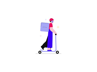 Masked delivery guy deliver the order with autoped covid19 delivery flat food delivery illustration ui