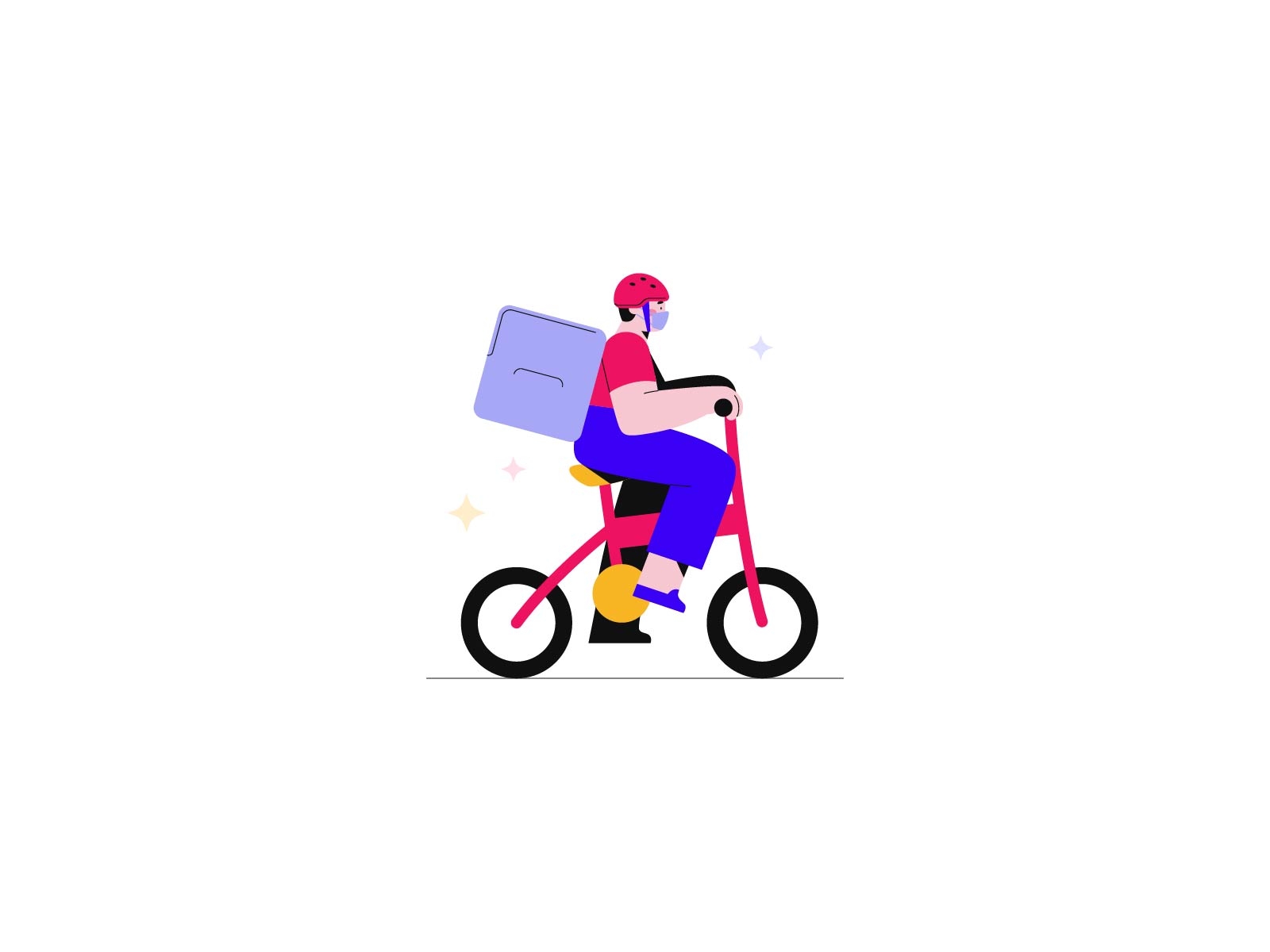 Masked delivery guy deliver the order with bicycle bicycle covid19 delivery design flat food delivery illustration ui
