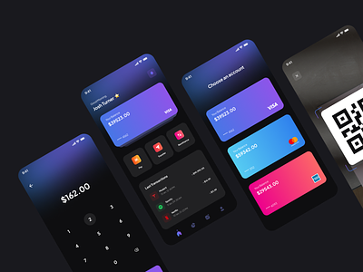 Mobile Banking - Dark Mode bankingapp creditcard dark mode figma finance fintech fintech app gradient mobile app productdesign uiux