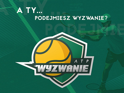 Tennis sports logo. ATP Challenge Poland. ball branding logo shield sports tennis
