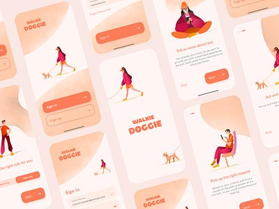 Walkie Doggie - Mobile app for dog's owners animal app charity clean covid19 dog friendly help helping mobile app onboarding ui ux volunteer