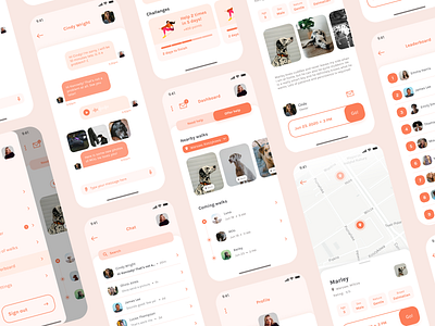 Walkie Doggie - Mobile app for dog's owners animal app design application charity clean covid19 dog friendly help mobile mobile app onboarding ui uiux userinterface volunteer