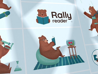 Rally Reader app bear collage fish illustration logo read reader