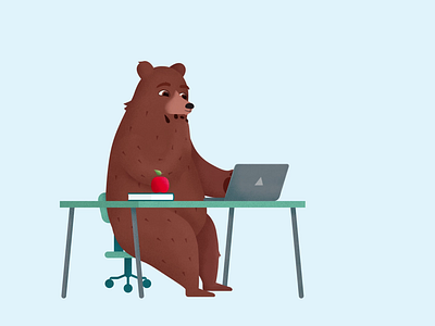 Bear Teacher animation bear character desk duik bassel joysticksnsliders laptop loop office research school teacher