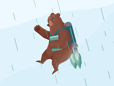 Jetpack Bear animal bear book character fast flying high illustration illustrator jetpack rally reader reading sky speed