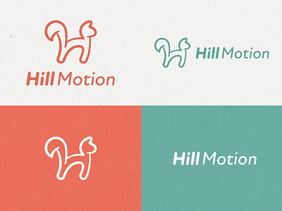 Hill Motion Logo animal brand branding color palette green hill illustrator logo logo design motion outline paper red rounded sketch squirrel