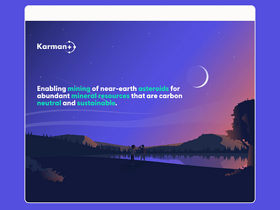 Karman Plus asteroid illustration mining parallax sky space svg webdesign