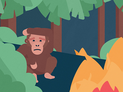 Habitat Destruction animation ape character destruction duik evironment fire forest habitat illustrator joysticks joysticksnsliders jungle monkey motion orangutang