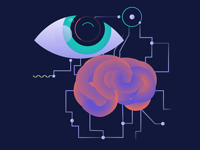 Machine Learning Brain and Eye ai artificial brain digital eye intelligence learning lottie machine learning nodes ui ux