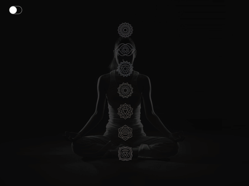 Yoga Intro Screen chakras colors dark interactive intro screen neon lights switch yoga