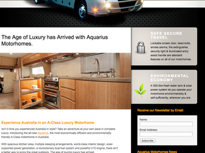 Aquarius Motorhome Website Design