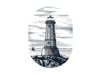 Lighthouse - vector illustration badgedesign boat brand design drawingart engraving graphicdesign illustration lighthouse logo design adobe illustrator logodesign pencil sketch vector woodcut