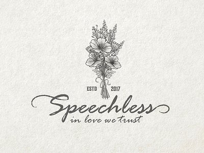 Speechless Logo adobe illustrator bouquet flowers hand draw logo retro