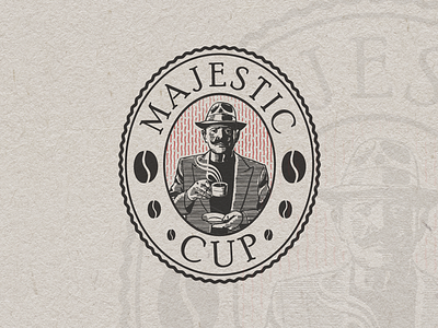 Logo Majestic Dribbble coffee gentleman with the cup hand draw illustrator logo photoshop