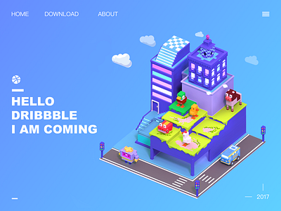 Hello Dribbble 3d dribbble magicavoxel ui