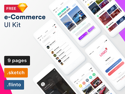 e-Commerce UI Kit app commerce flinto free freebie ios kit sketch template