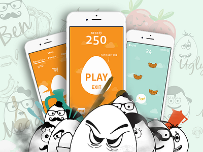 Project Eggie app character concept egg game gaming interface ios play redesign ui