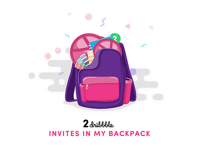 2 Dribbble Invites backpack draft dribbble flat giveaway hello illustration invite invites shots